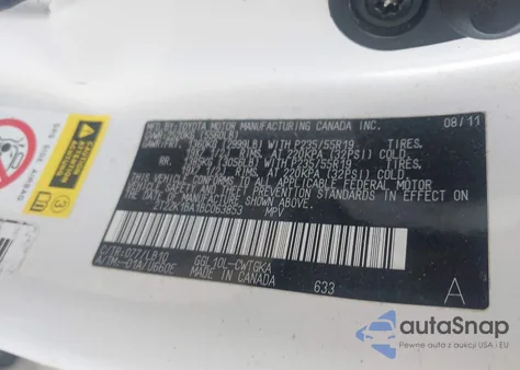 2011 Lexus Rx 350 z USA, uszkodzony, nr VIN 2T2ZK1BA1BC063853